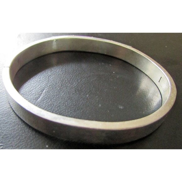 Taxco Sterling Silver Onyx Bracelet Bangle Surgilite Malachite Hinged 6.75 " - Picture 5 of 5